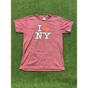 I Love NY T-Shirt Mens Size XL Red Graphic Print Logo Crew Neck Casual Pullover